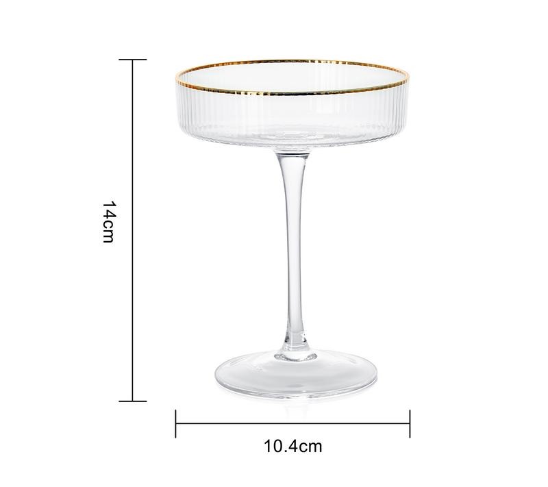 Ribbed Coupe Cocktail Glasses With Gold Rim 8 oz | Set of 4 | Classic  Manhattan Glasses For Cocktail…See more Ribbed Coupe Cocktail Glasses With  Gold