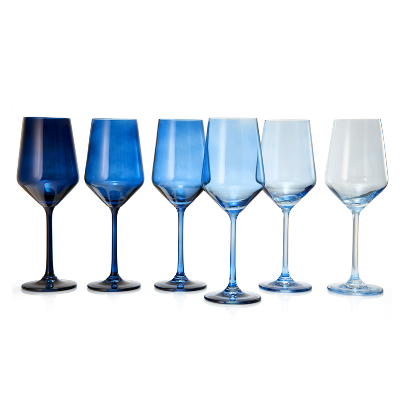 Make Your Own Set Wine Glass SINGLE, Muted Blue Colored Large 12 oz Gl –  The Wine Savant